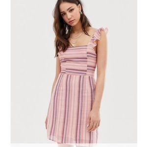 Glamorous Tall tie back mini dress in stripe size 6